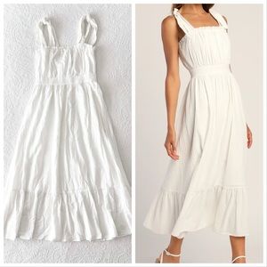 NWOT Lulus Flirting in Florence White Striped Tie-Strap Midi Dress Small